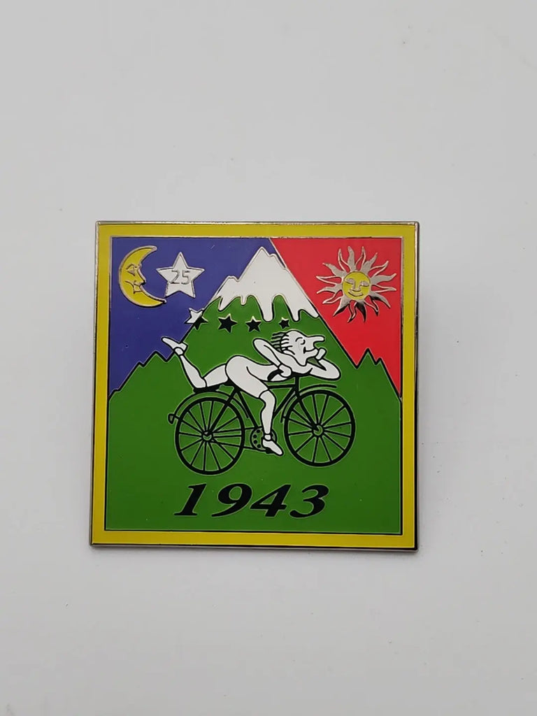 New Glow-in-the-Dark Bicycle Day Pin Now Available – Only at BlotterArt.io