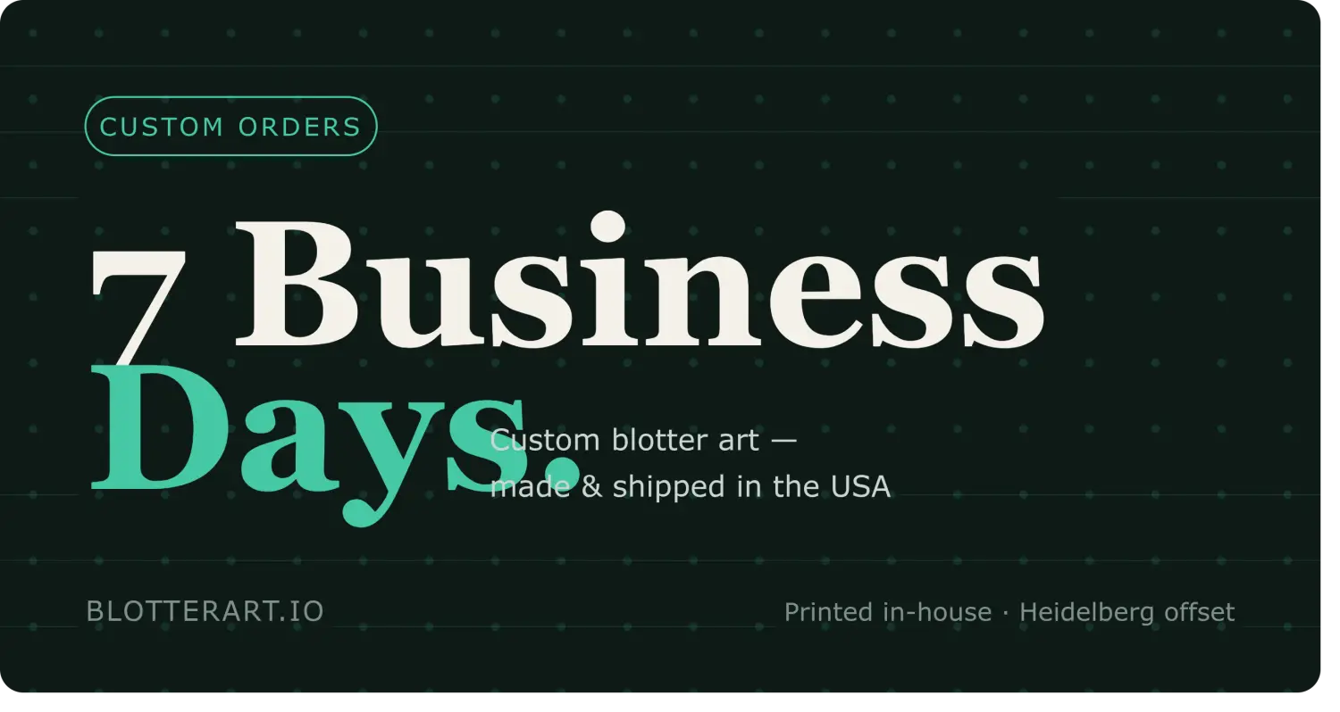 What a 7-Business-Day Custom Blotter Art Turnaround