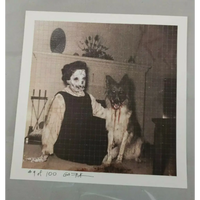 Gus Fink  signed blotter art  vintage altered photo dark art German Sheppard - MYKENSHOTRADINGCOMPANY
