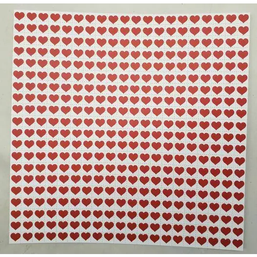 Red Hearts Blotter Art Print 400 1cm squares - Art:Folk Art