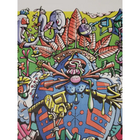 Steven Cerio "Huichol Mocks the Bronze Age"  signed 2003  blotter art print - MYKENSHOTRADINGCOMPANY